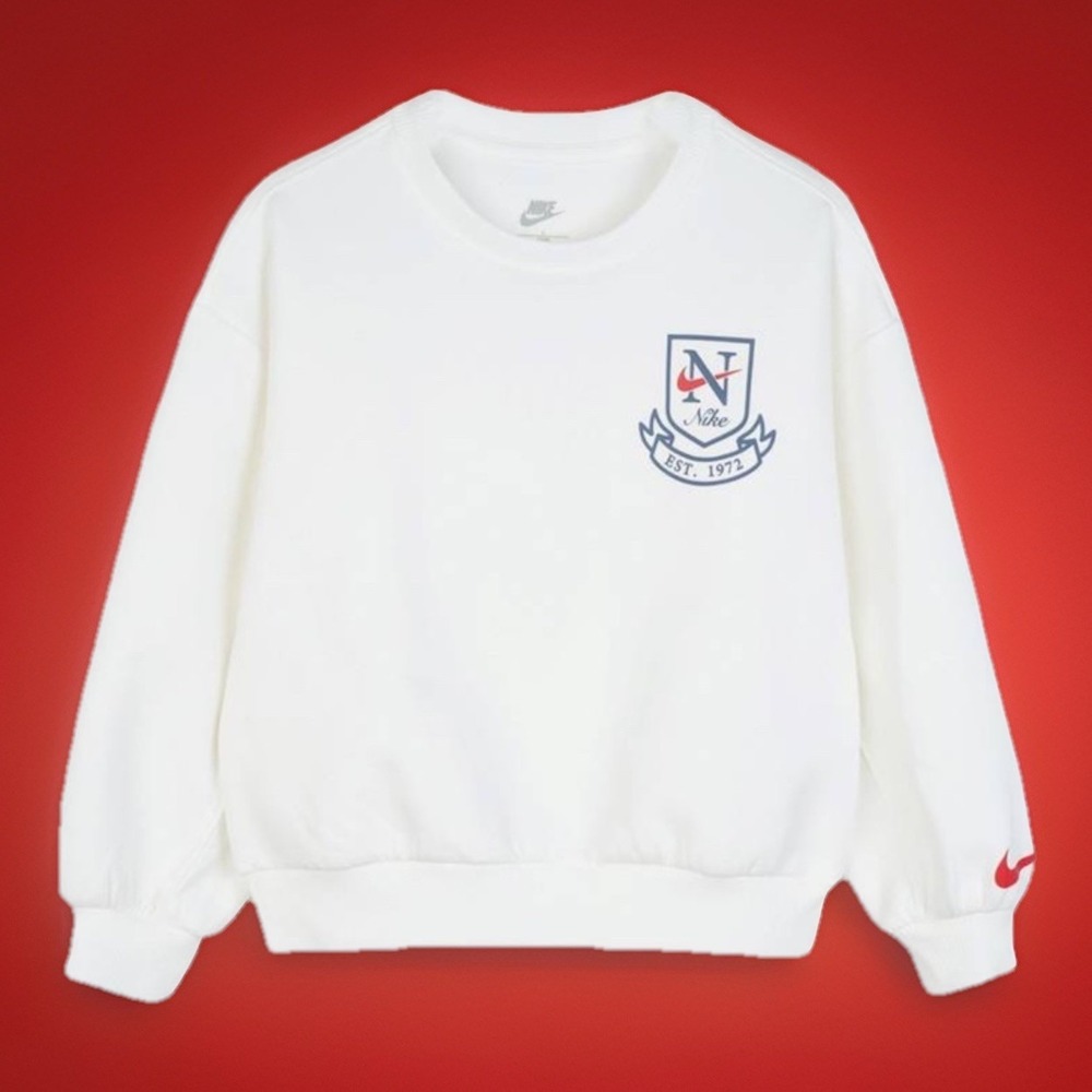 Nike Sportswear Crewneck Sweatshirt Ivory Cream Little Girls Sz 4 XS New w/Tags